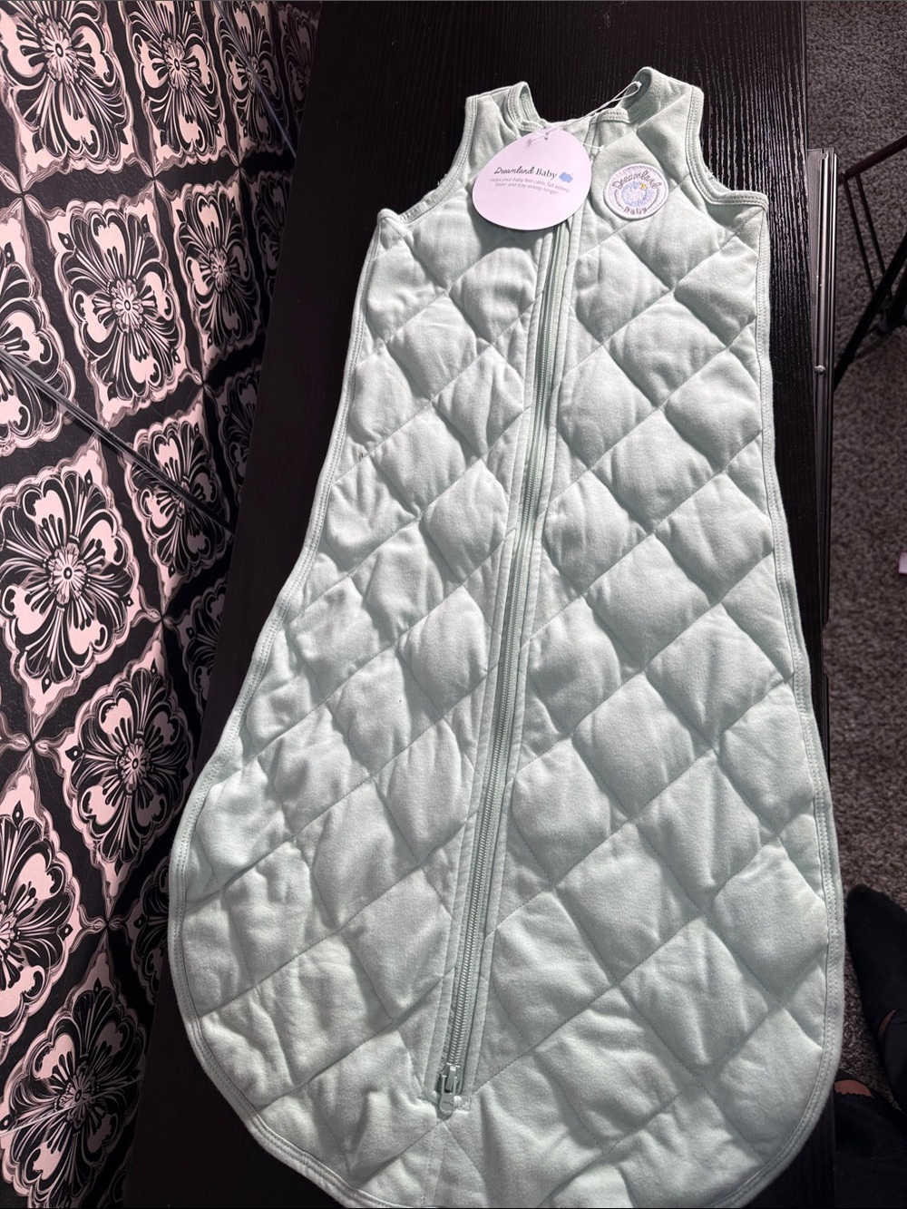 Quilted Sleeveless Sleep Sack in Mint Green 15lbs and up- Zipper Front